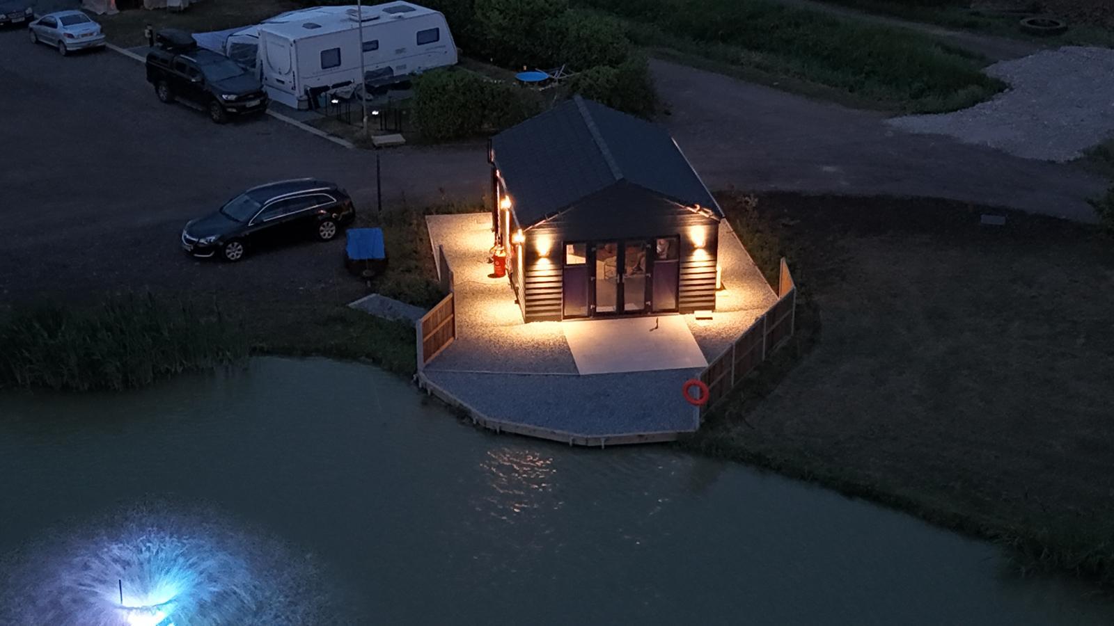 Jan's Nest, the lakefront fishing cabin at Manea Fisheries & Caravan Park